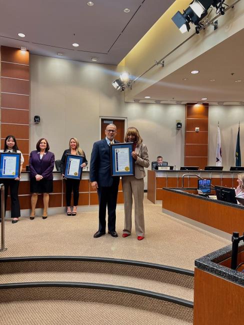 Supervisor V. Manuel Perez Honoring Jan Pye